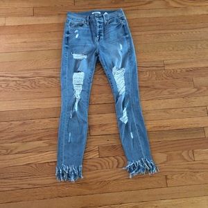 Good American destroyed hem jeans